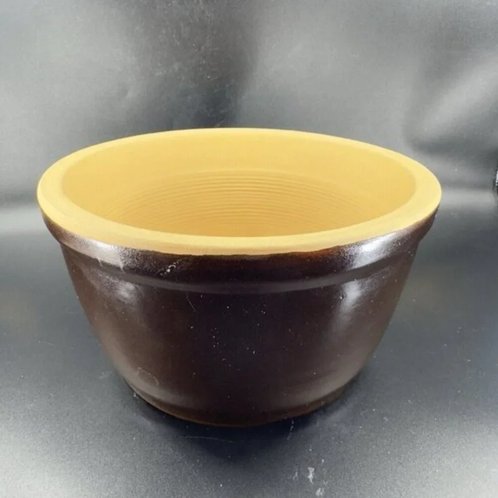 Antique USA Pottery Mixing Bowl Dish Flower Pot Planter Hand Made Stoneware‎ VTG